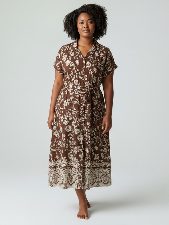 Lucky Brand Dresses & Skirts - Embrace Boho Chic: Lucky Brand 2X Floral Button Front Tie Waist Midi Dress for C